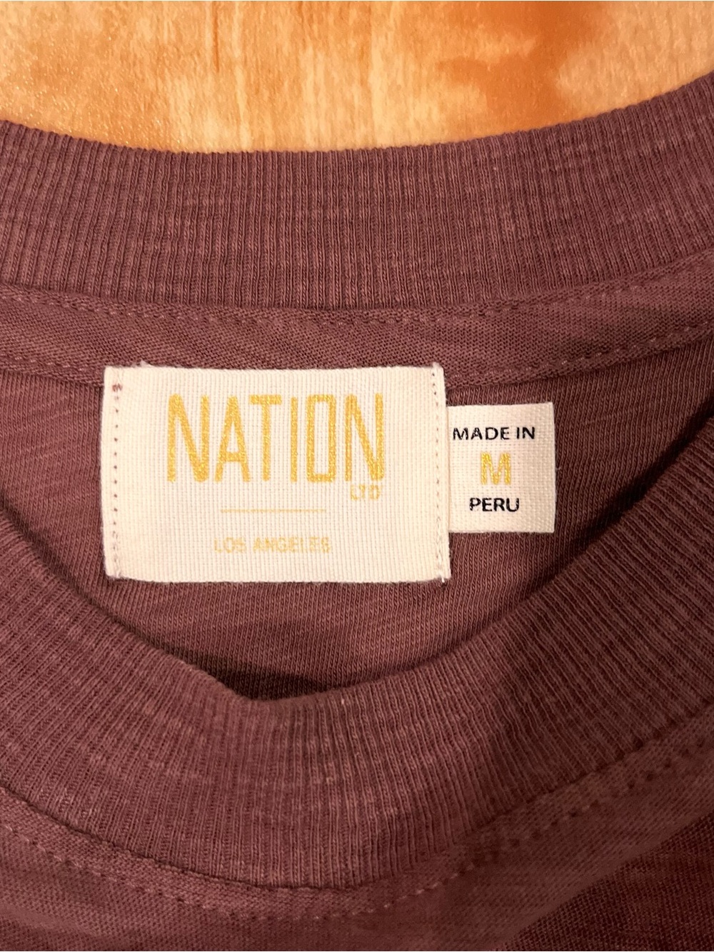 Nation LTD Brown Pima Cotton Ruffle Sleeve Tee Top Medium Made in Peru - Picture 4 of 5